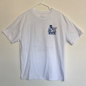 RVCA White Tee with Blue Graphic
